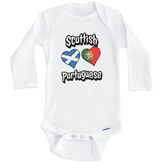 Scottish Portuguese Flag Heart Combo Scotland Portugal Baby Bodysuit (Long Sleeves)