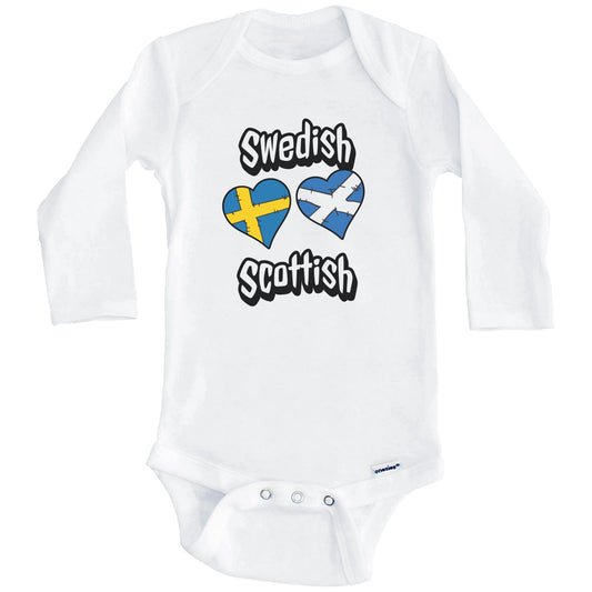 Swedish Scottish Flag Heart Combo Sweden Scotland Baby Bodysuit (Long Sleeves)