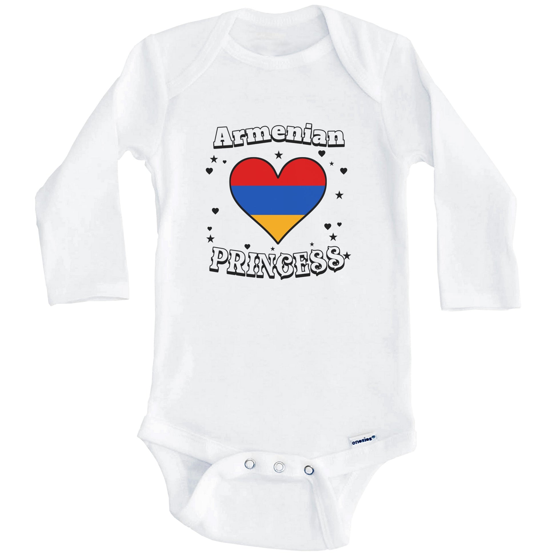 Armenian Princess Armenia Flag Heart Baby Girl Bodysuit (Long Sleeves)