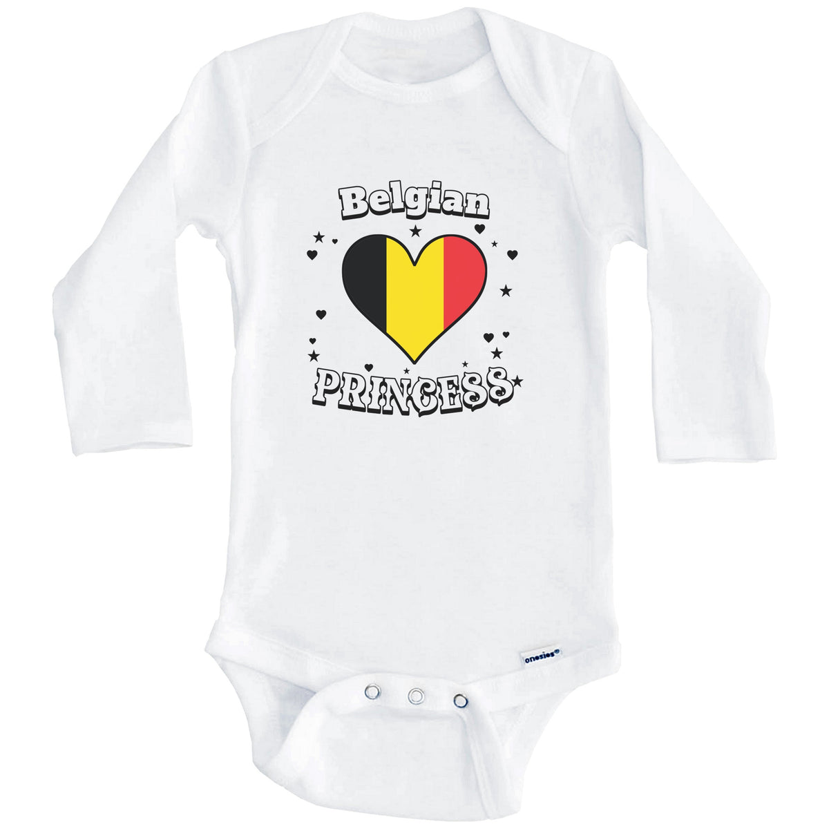 Belgian Princess Belgium Flag Heart Baby Girl Bodysuit (Long Sleeves)