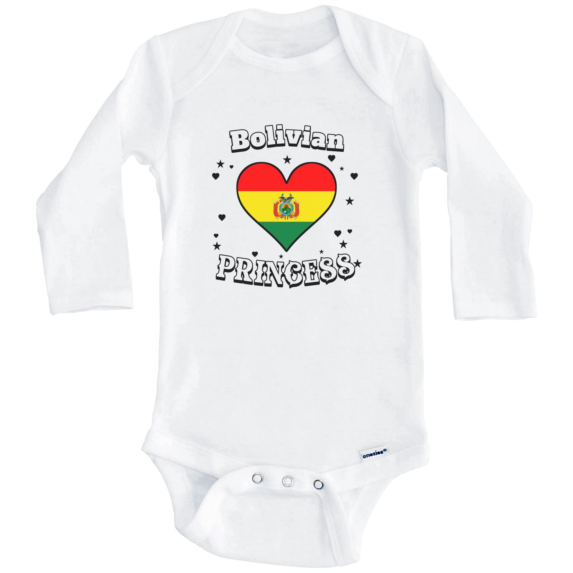 Bolivian Princess Bolivia Flag Heart Baby Girl Bodysuit (Long Sleeves)