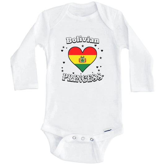 Bolivian Princess Bolivia Flag Heart Baby Girl Bodysuit (Long Sleeves)
