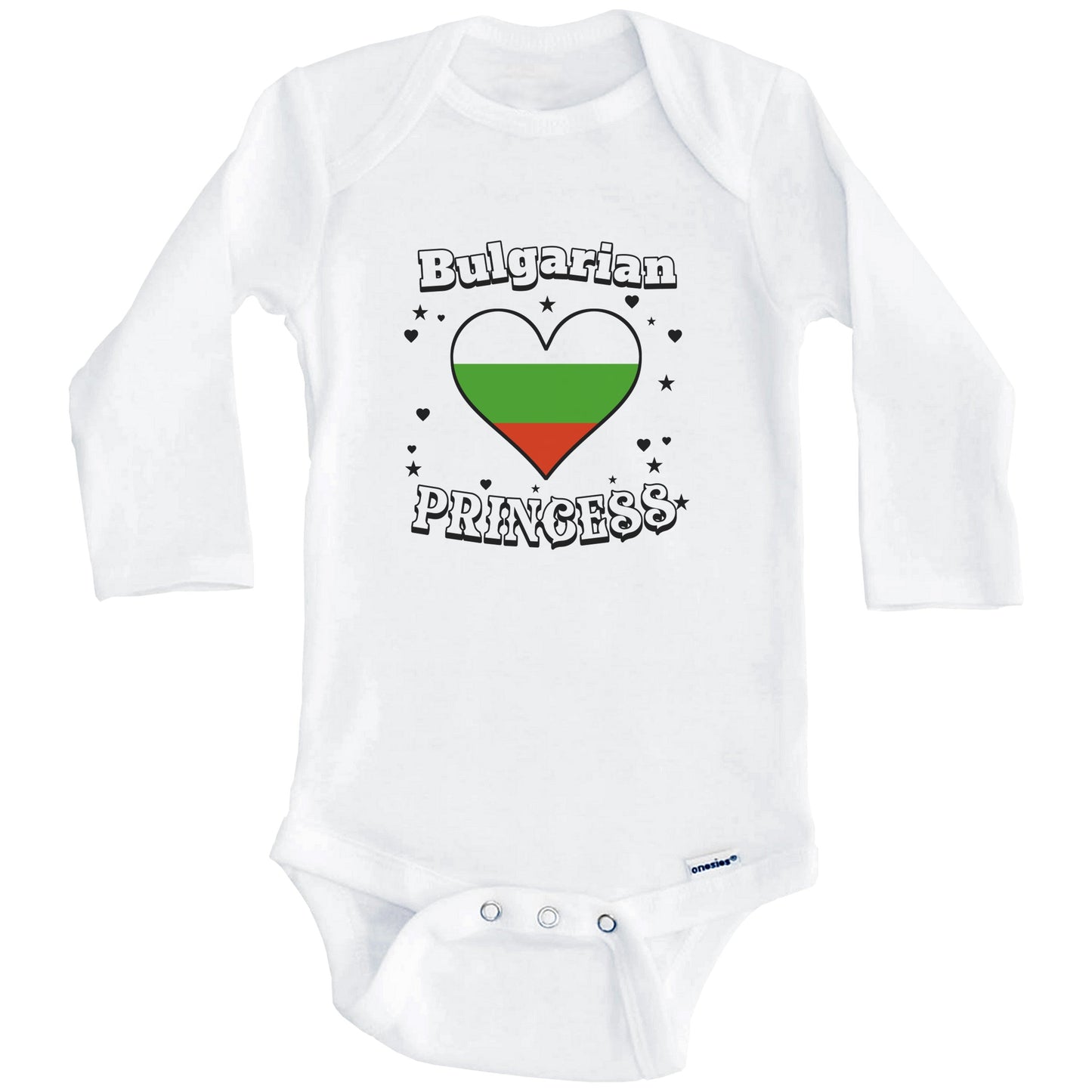Bulgarian Princess Bulgaria Flag Heart Baby Girl Bodysuit (Long Sleeves)