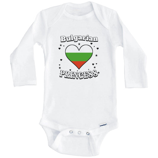 Bulgarian Princess Bulgaria Flag Heart Baby Girl Bodysuit (Long Sleeves)