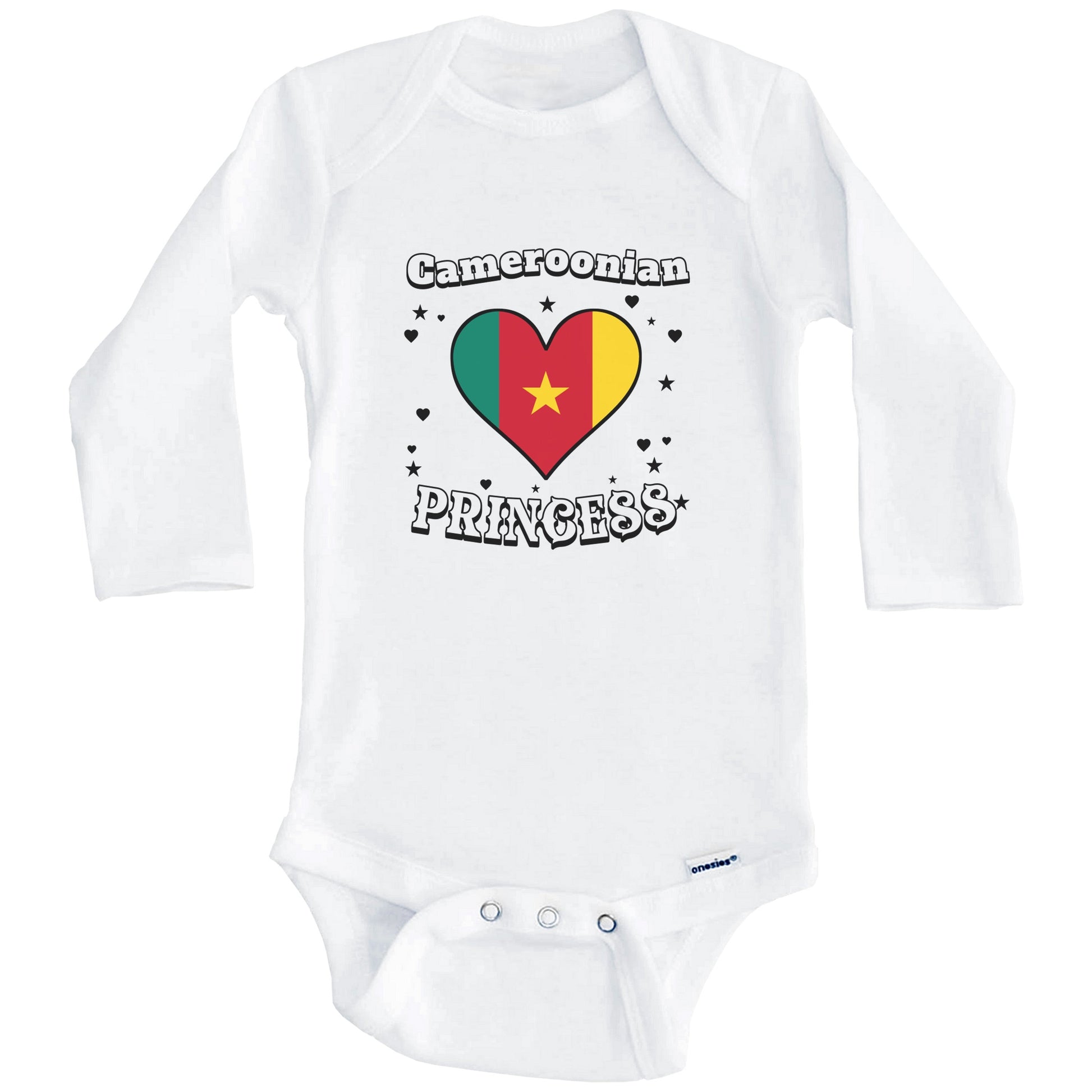 Cameroonian Princess Cameroon Flag Heart Baby Girl Bodysuit (Long Sleeves)