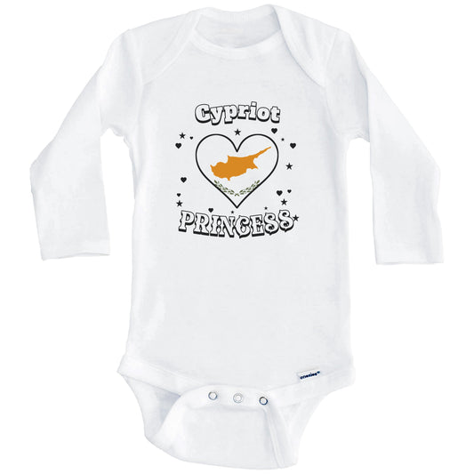 Cypriot Princess Cyprus Flag Heart Baby Girl Bodysuit (Long Sleeves)