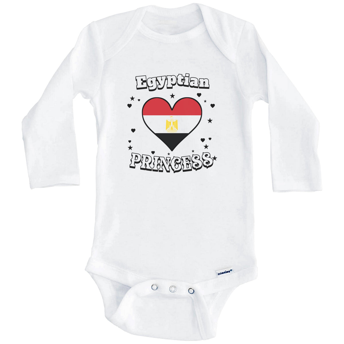 Egyptian Princess Egypt Flag Heart Baby Girl Bodysuit (Long Sleeves)