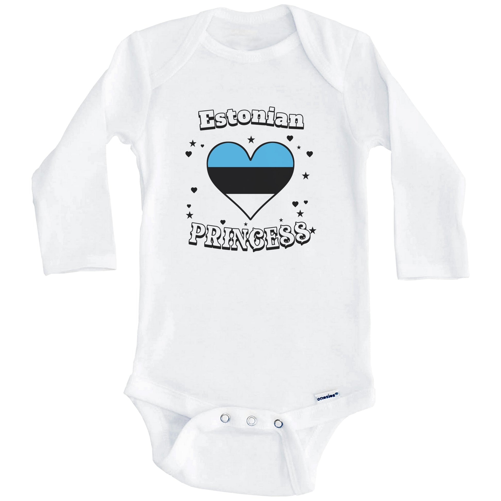 Estonian Princess Estonia Flag Heart Baby Girl Bodysuit (Long Sleeves)