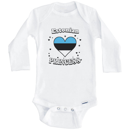 Estonian Princess Estonia Flag Heart Baby Girl Bodysuit (Long Sleeves)