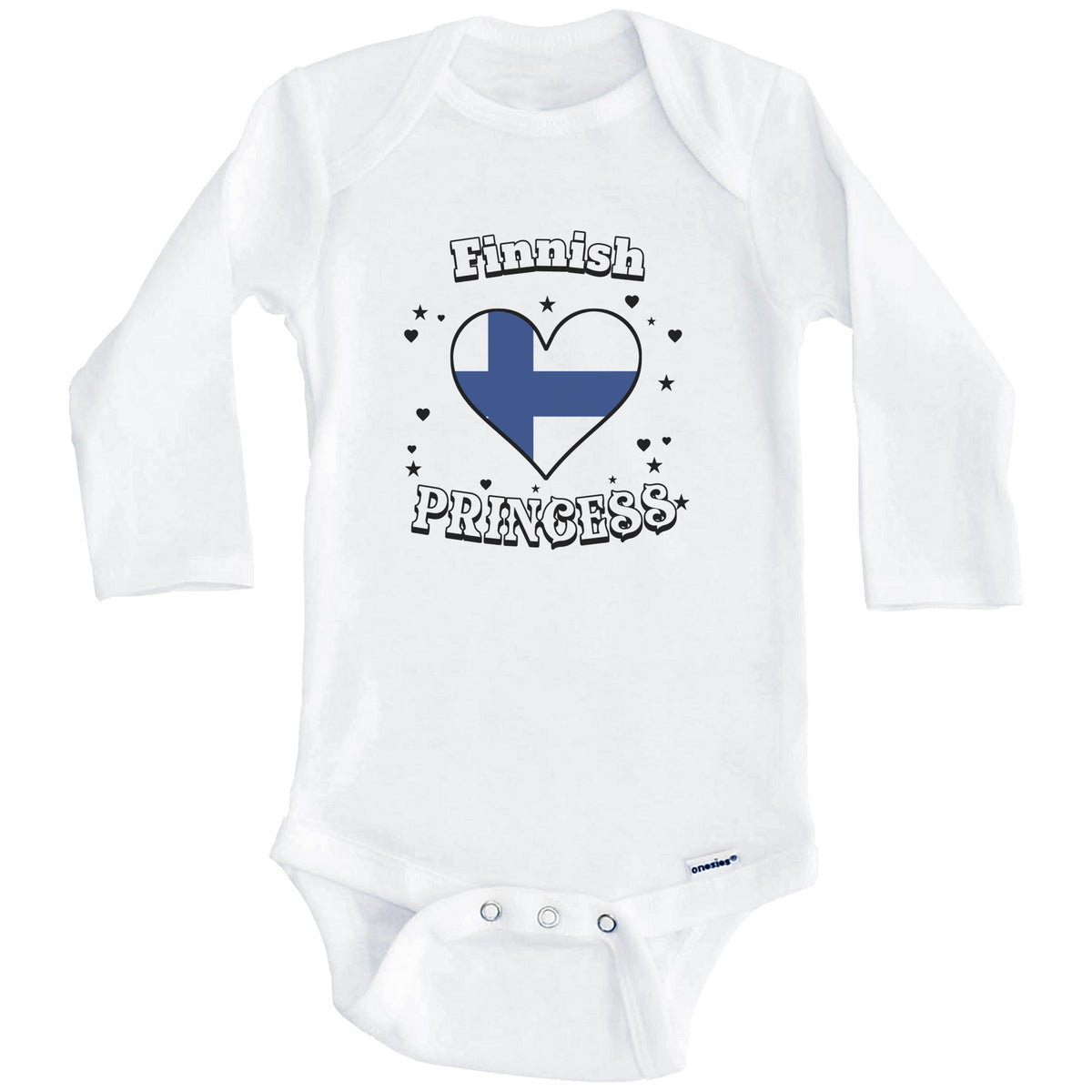 Finnish Princess Finland Flag Heart Baby Girl Bodysuit (Long Sleeves)