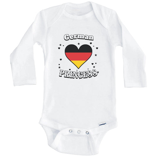 German Princess Germany Flag Heart Baby Girl Bodysuit (Long Sleeves)