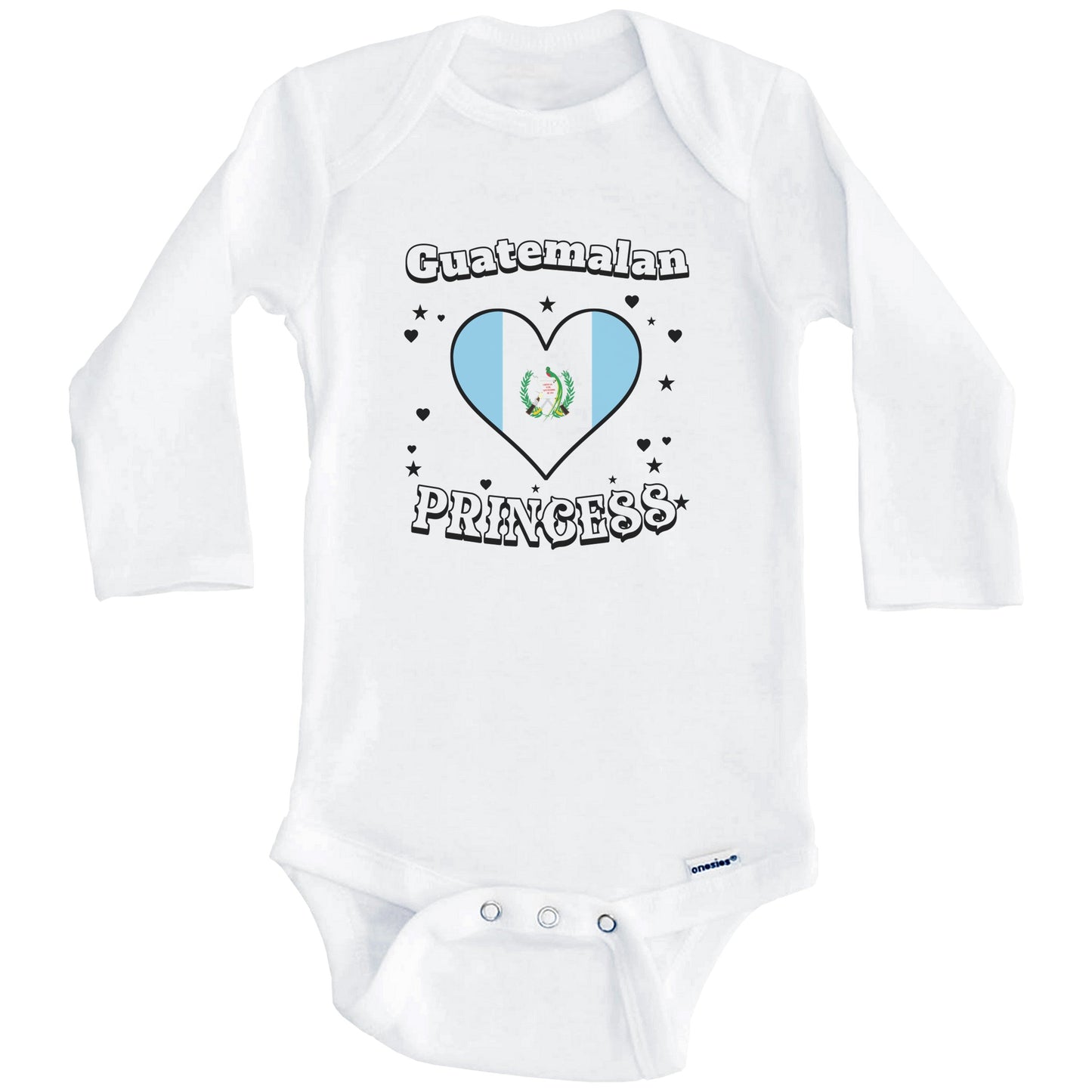 Guatemalan Princess Guatemala Flag Heart Baby Girl Bodysuit (Long Sleeves)
