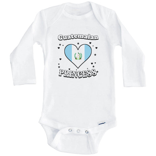 Guatemalan Princess Guatemala Flag Heart Baby Girl Bodysuit (Long Sleeves)