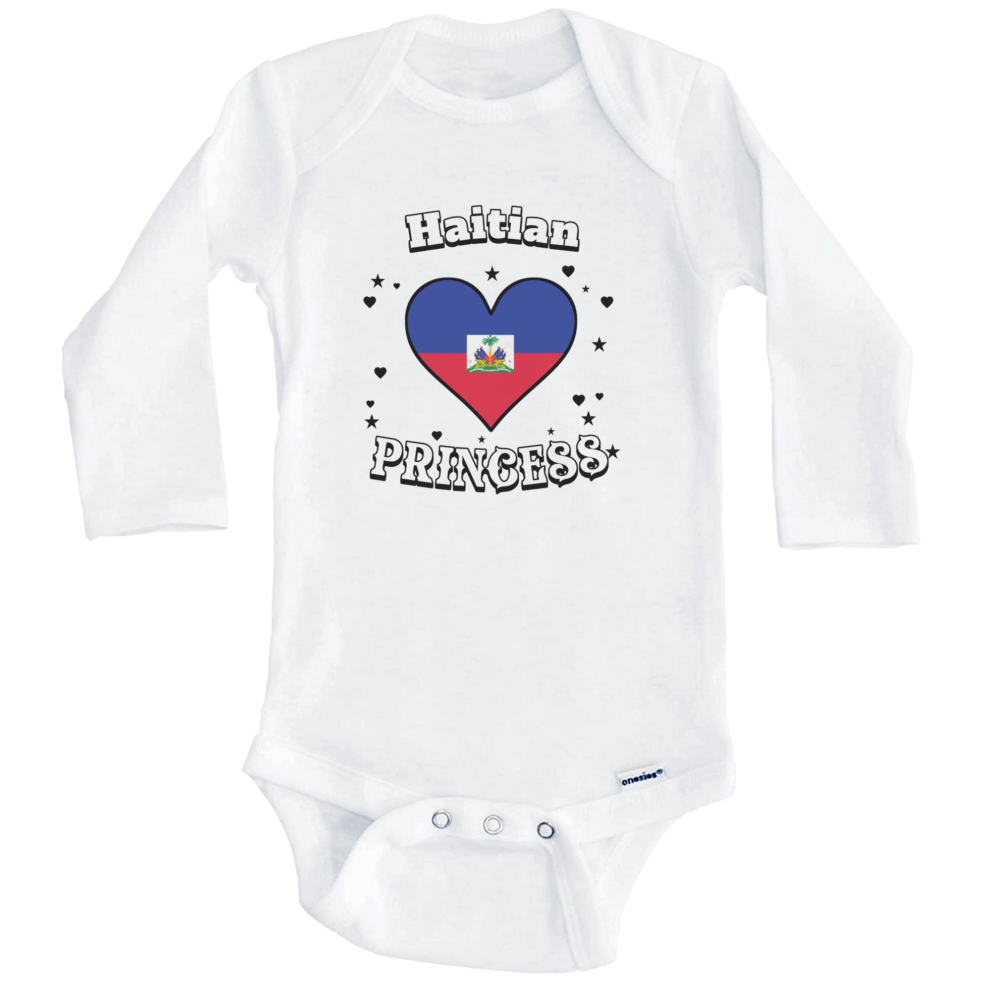 Haitian Princess Haiti Flag Heart Baby Girl Bodysuit (Long Sleeves)