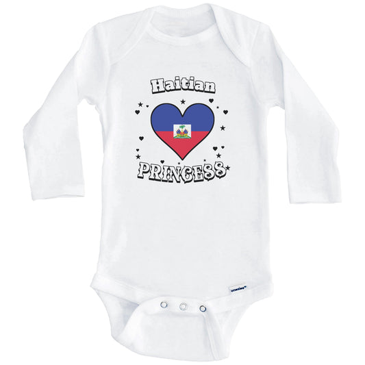 Haitian Princess Haiti Flag Heart Baby Girl Bodysuit (Long Sleeves)
