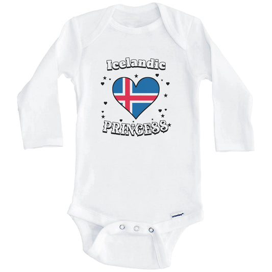 Icelandic Princess Iceland Flag Heart Baby Girl Bodysuit (Long Sleeves)