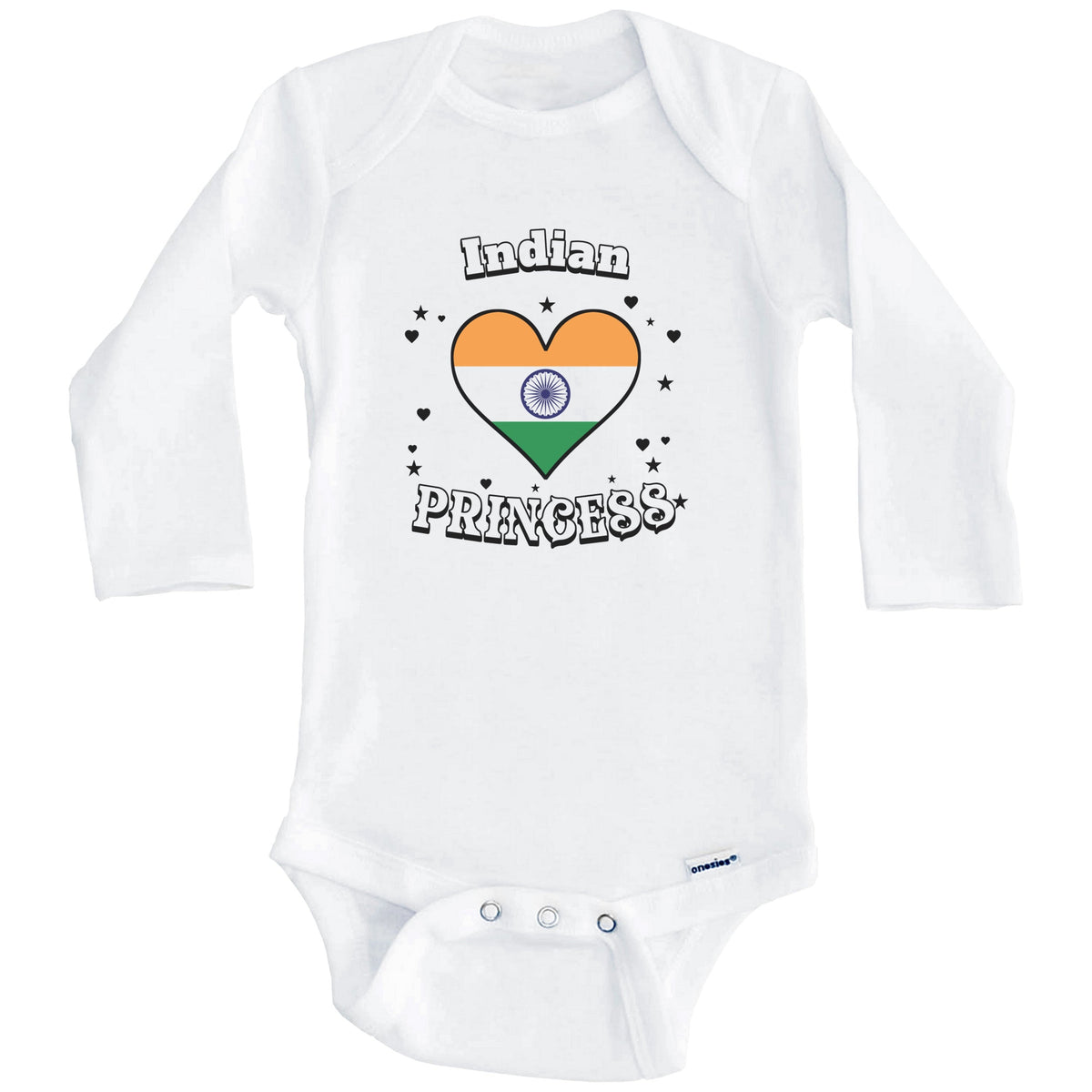 Indian Princess India Flag Heart Baby Girl Bodysuit (Long Sleeves)