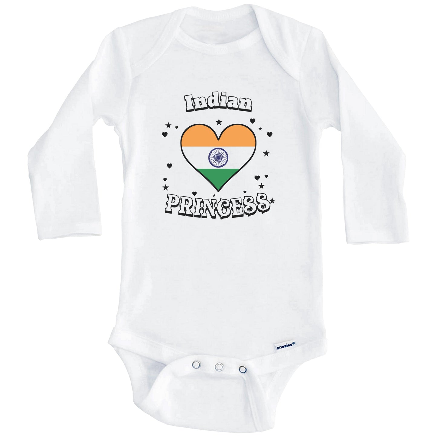 Indian Princess India Flag Heart Baby Girl Bodysuit (Long Sleeves)