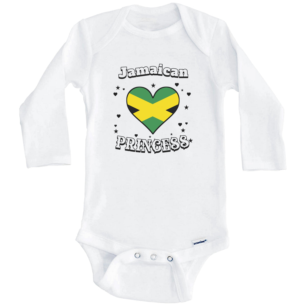 Jamaican Princess Jamaica Flag Heart Baby Girl Bodysuit (Long Sleeves)