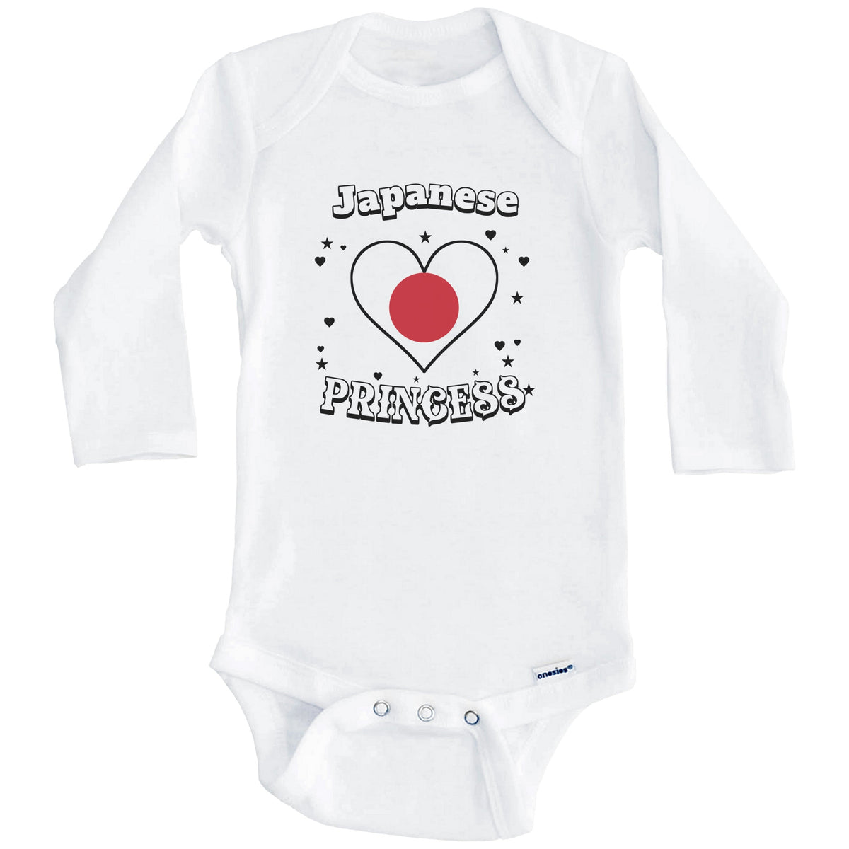 Japanese Princess Japan Flag Heart Baby Girl Bodysuit (Long Sleeves)