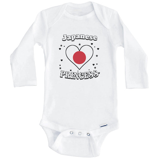 Japanese Princess Japan Flag Heart Baby Girl Bodysuit (Long Sleeves)