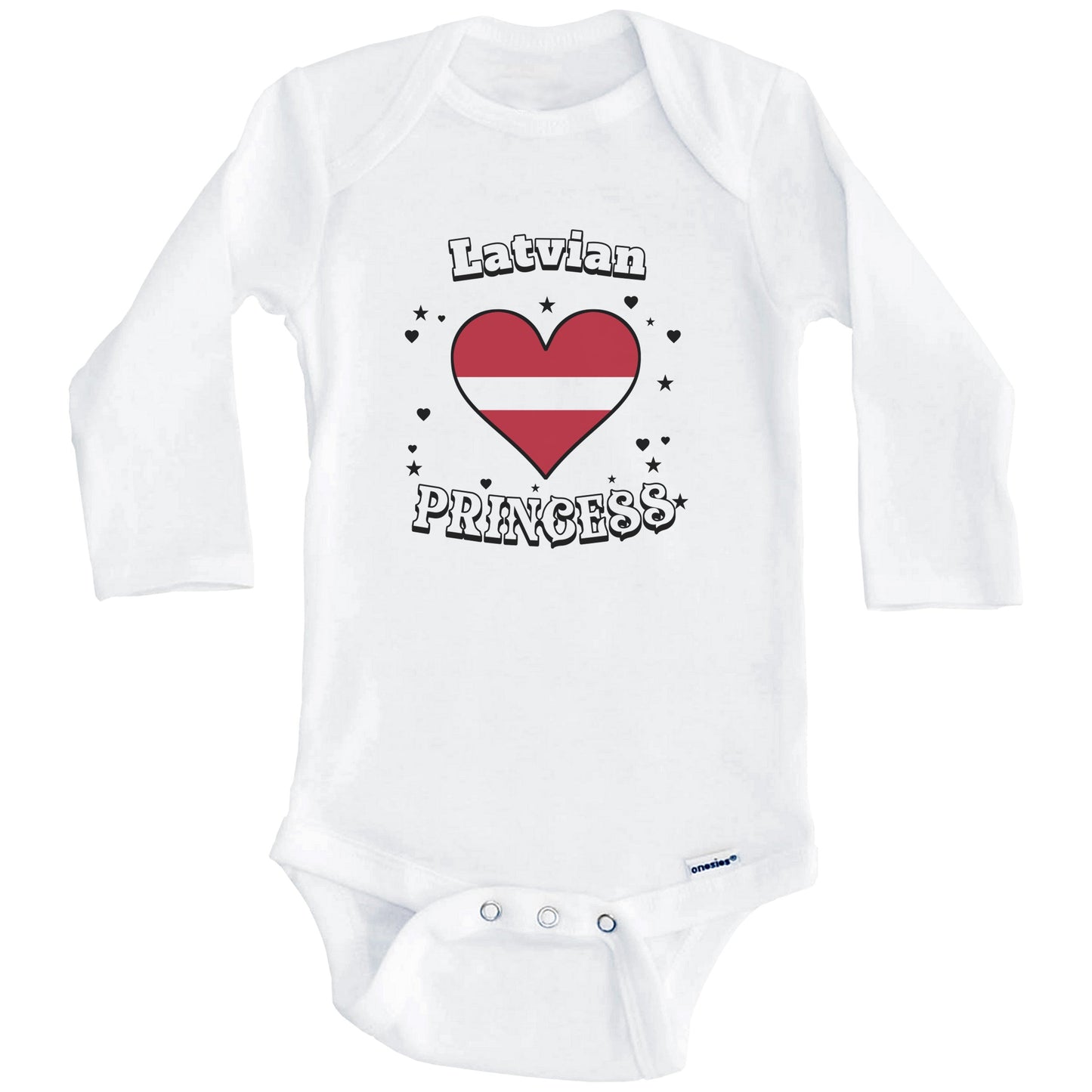 Latvian Princess Latvia Flag Heart Baby Girl Bodysuit (Long Sleeves)