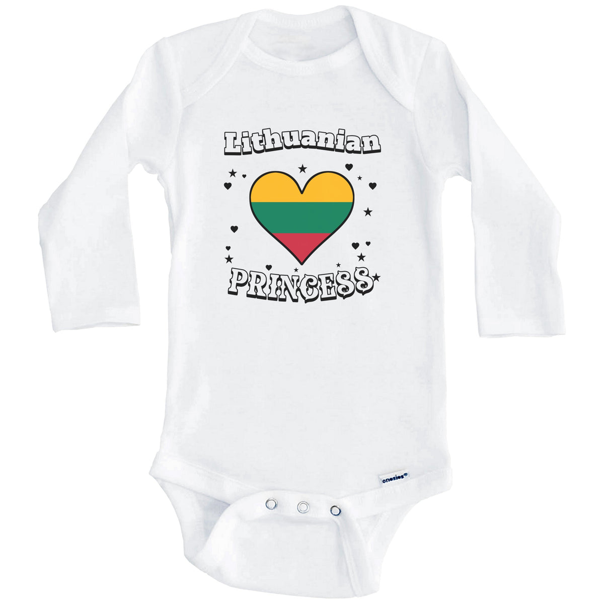 Lithuanian Princess Lithuania Flag Heart Baby Girl Bodysuit (Long Sleeves)