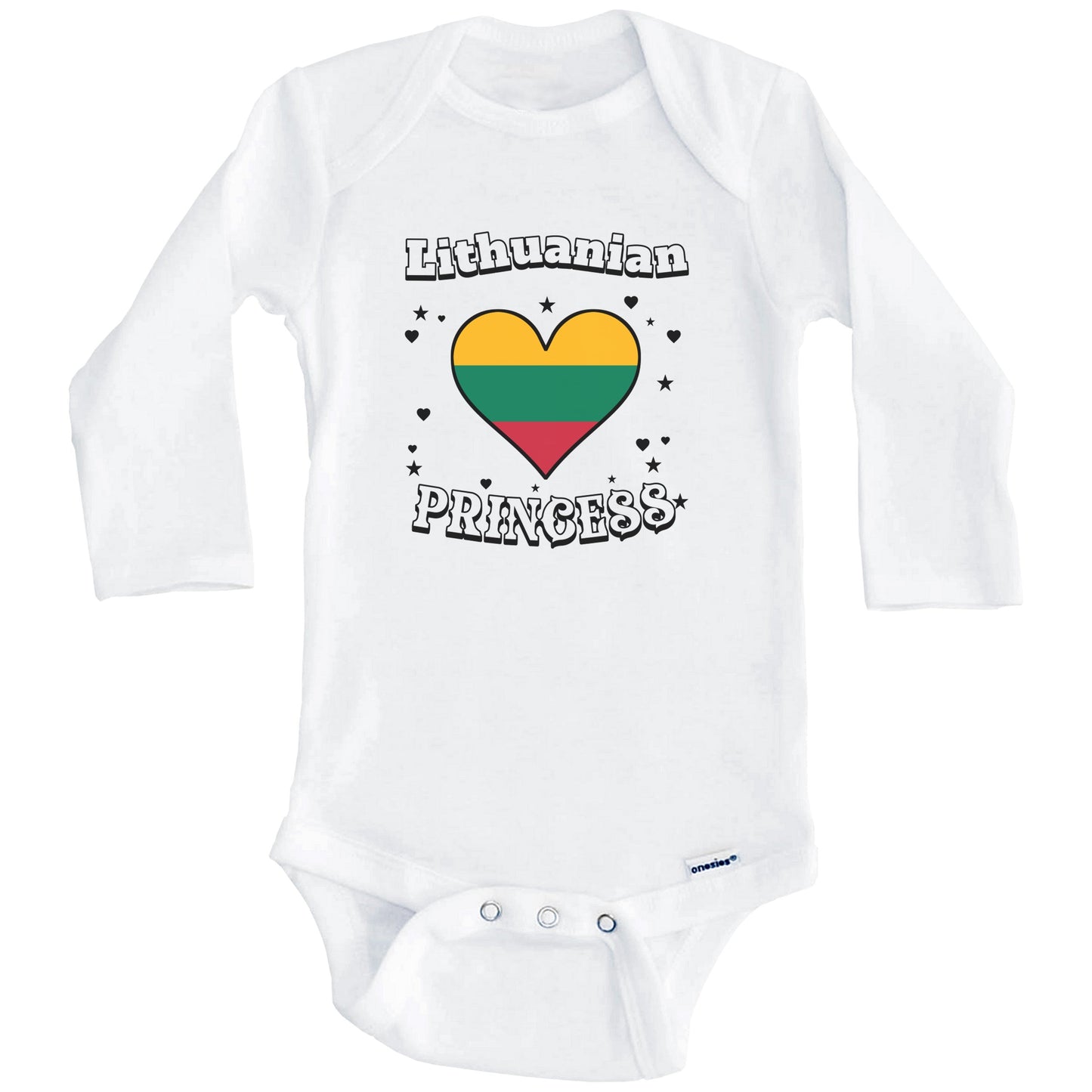 Lithuanian Princess Lithuania Flag Heart Baby Girl Bodysuit (Long Sleeves)
