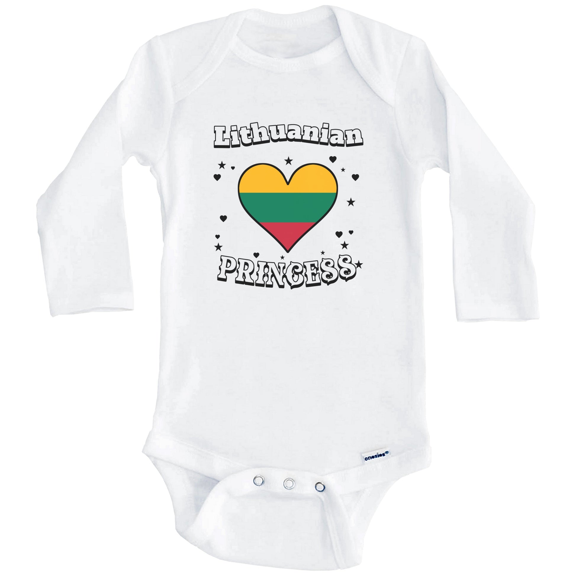 Lithuanian Princess Lithuania Flag Heart Baby Girl Bodysuit (Long Sleeves)