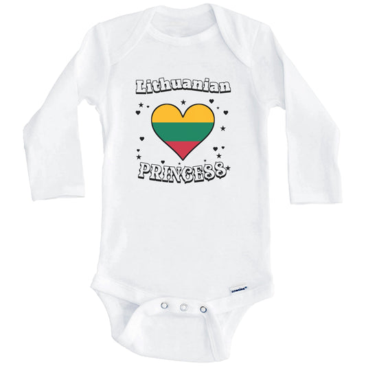 Lithuanian Princess Lithuania Flag Heart Baby Girl Bodysuit (Long Sleeves)