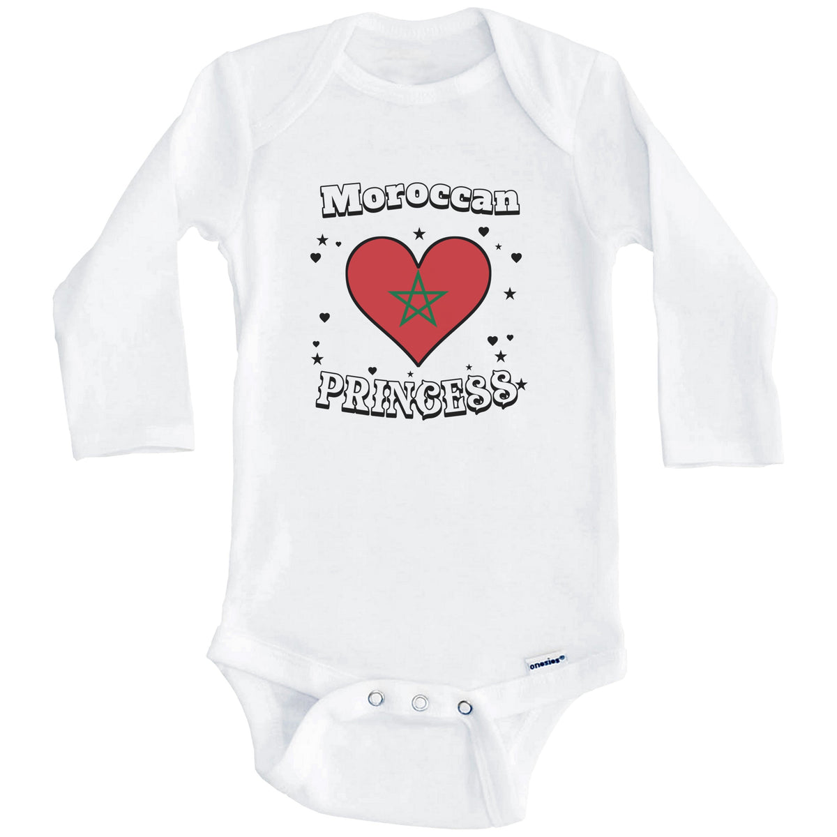 Moroccan Princess Morocco Flag Heart Baby Girl Bodysuit (Long Sleeves)