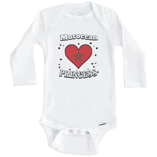 Moroccan Princess Morocco Flag Heart Baby Girl Bodysuit (Long Sleeves)