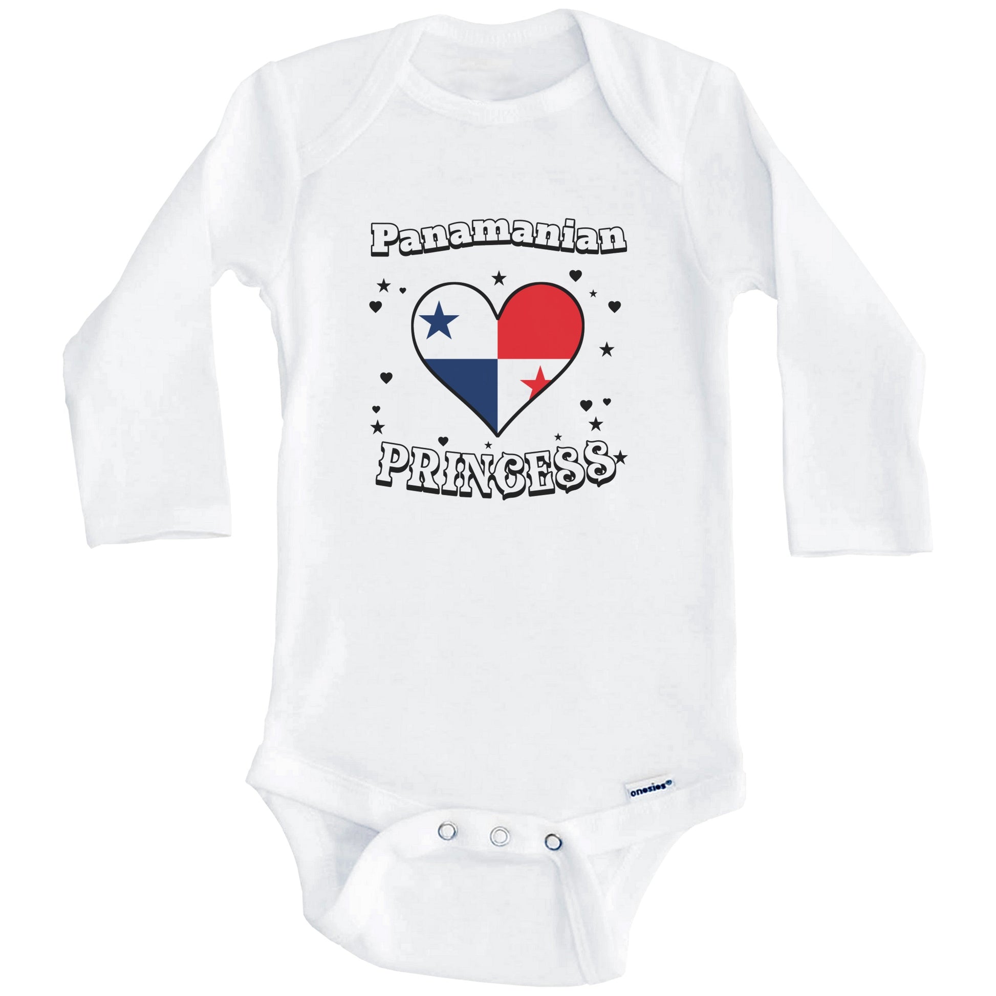 Panamanian Princess Panama Flag Heart Baby Girl Bodysuit (Long Sleeves)