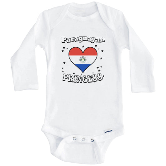 Paraguayan Princess Paraguay Flag Heart Baby Girl Bodysuit (Long Sleeves)