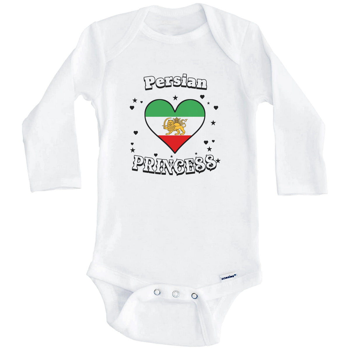 Persian Princess Persia Flag Heart Baby Girl Bodysuit (Long Sleeves)