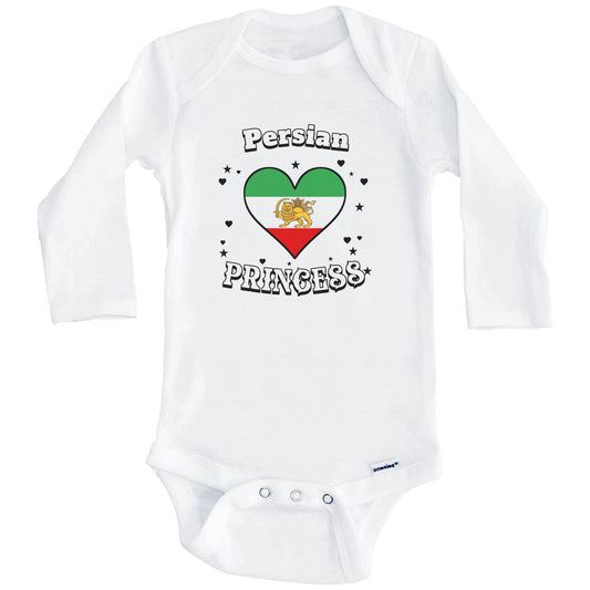 Persian Princess Persia Flag Heart Baby Girl Bodysuit (Long Sleeves)