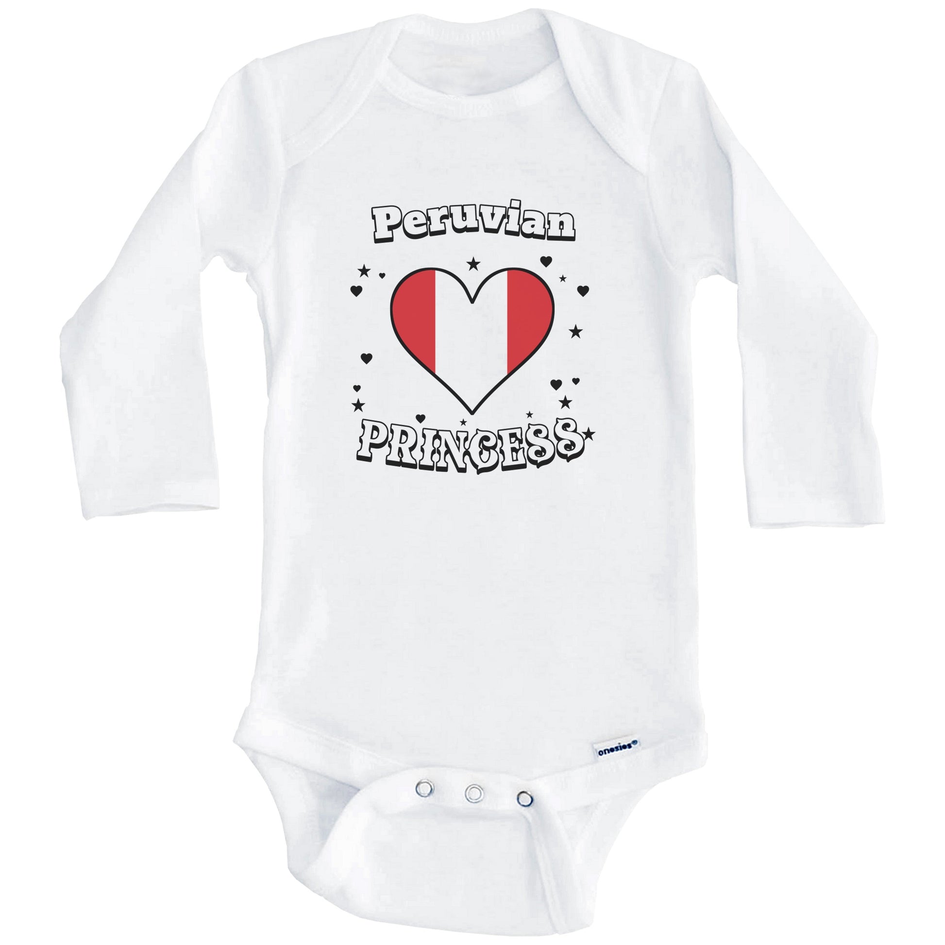 Peruvian Princess Peru Flag Heart Baby Girl Bodysuit (Long Sleeves)