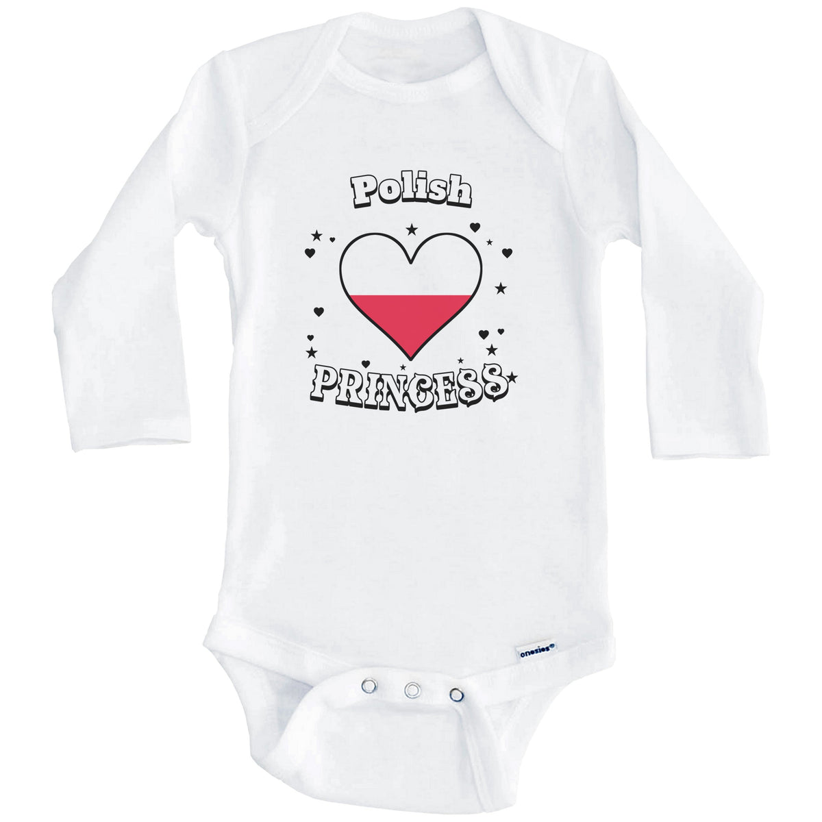 Polish Princess Poland Flag Heart Baby Girl Bodysuit (Long Sleeves)
