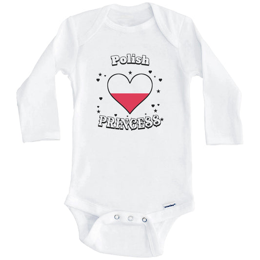 Polish Princess Poland Flag Heart Baby Girl Bodysuit (Long Sleeves)