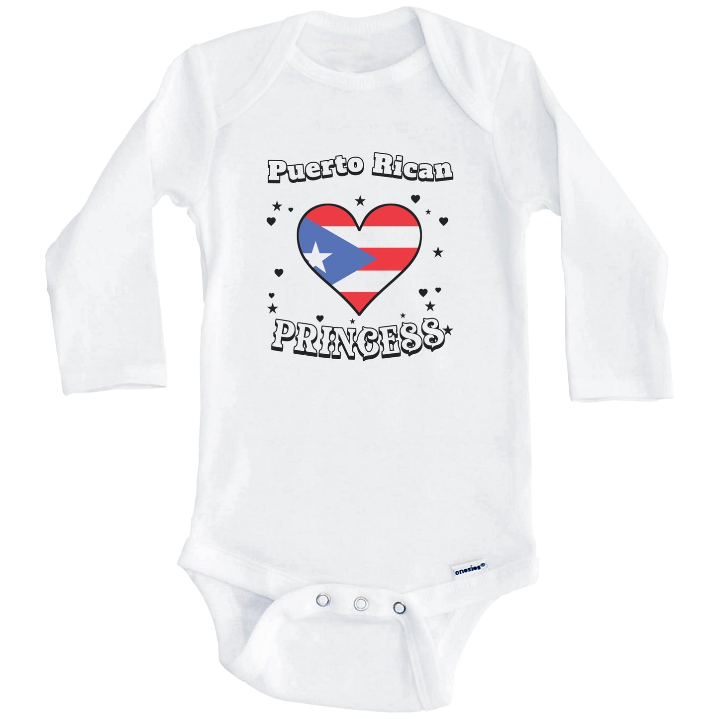 Puerto Rican Princess Puerto Rico Flag Heart Baby Girl Bodysuit (Long Sleeves)