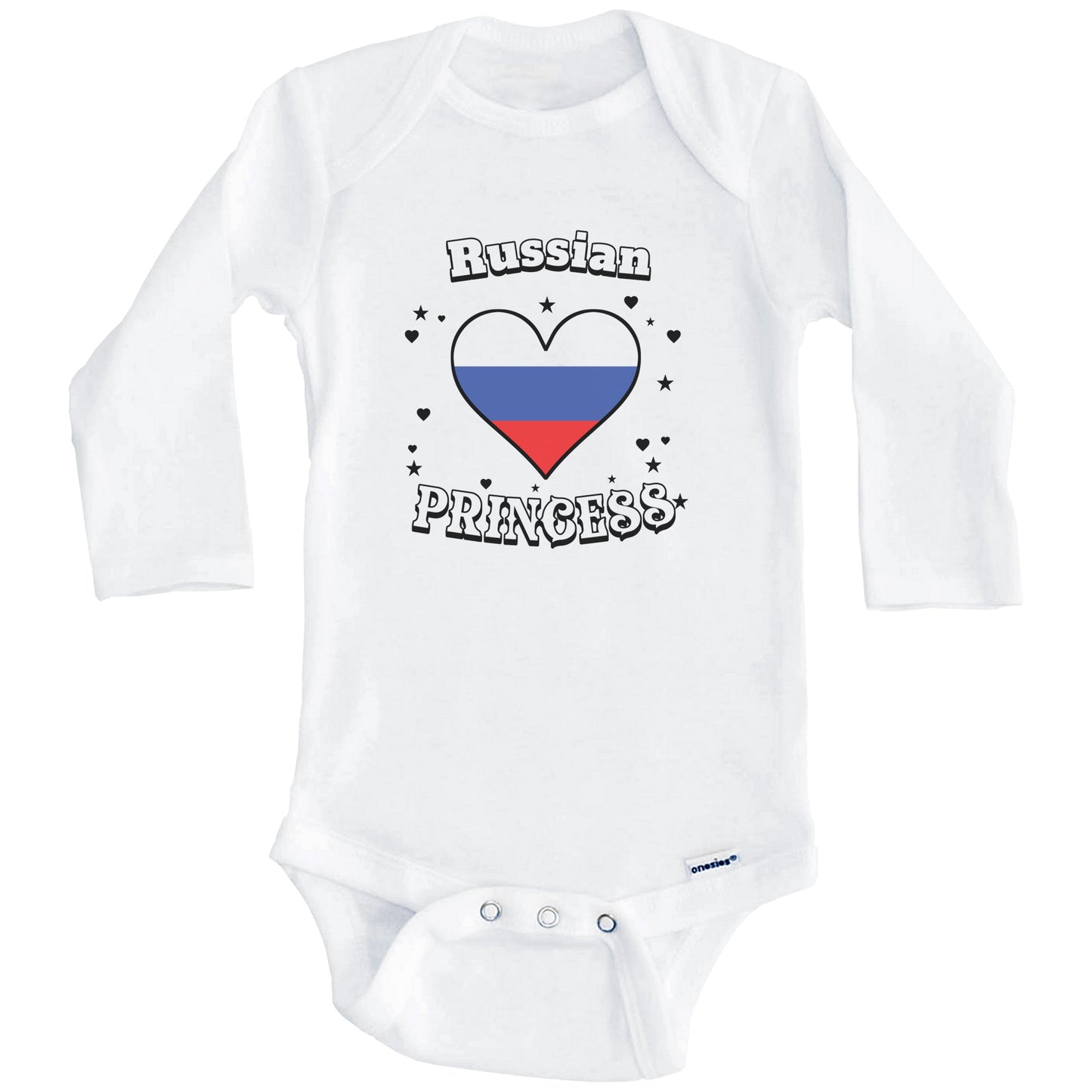 Russian Princess Russia Flag Heart Baby Girl Bodysuit (Long Sleeves)
