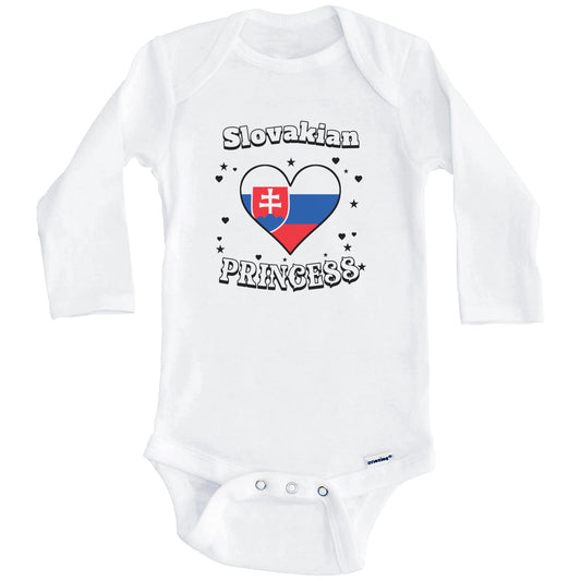 Slovakian Princess Slovakia Flag Heart Baby Girl Bodysuit (Long Sleeves)