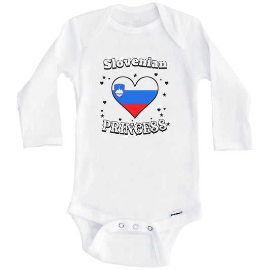 Slovenian Princess Slovenia Flag Heart Baby Girl Bodysuit (Long Sleeves)