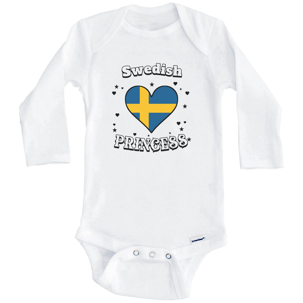 Swedish Princess Sweden Flag Heart Baby Girl Bodysuit (Long Sleeves)