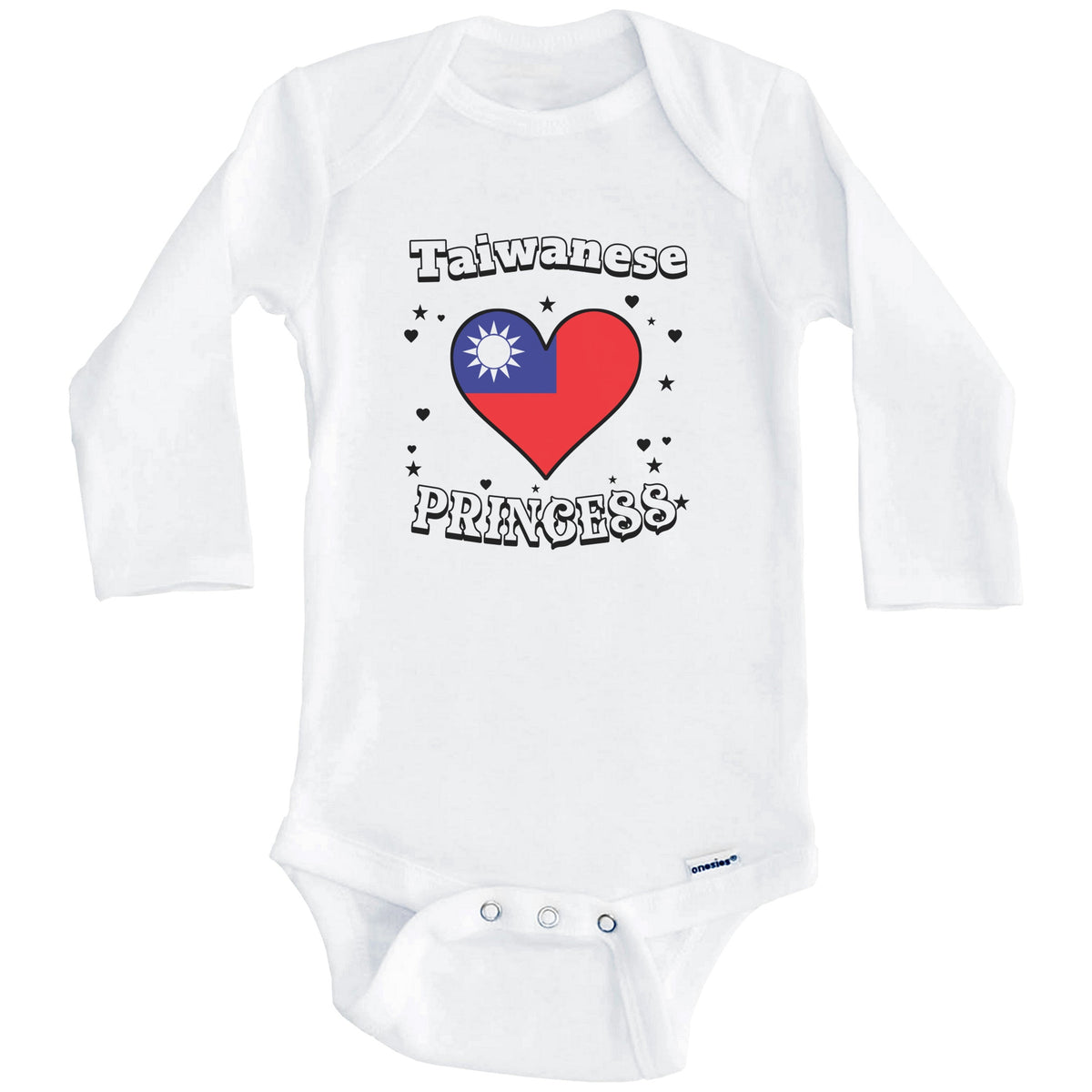 Taiwanese Princess Taiwan Flag Heart Baby Girl Bodysuit (Long Sleeves)