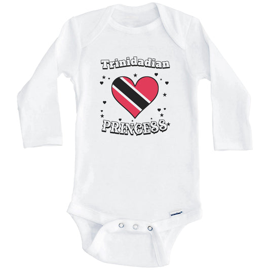 Trinidadian Princess Trinidad and Tobago Flag Heart Baby Girl Bodysuit (Long Sleeves)