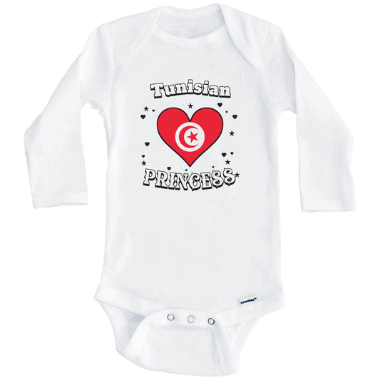Tunisian Princess Tunisia Flag Heart Baby Girl Bodysuit (Long Sleeves)
