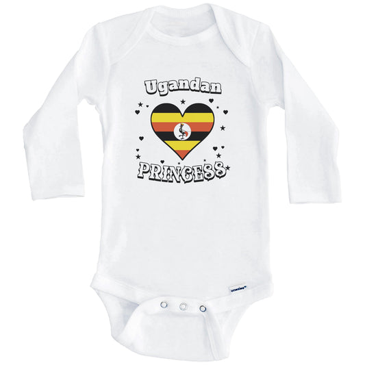 Ugandan Princess Uganda Flag Heart Baby Girl Bodysuit (Long Sleeves)