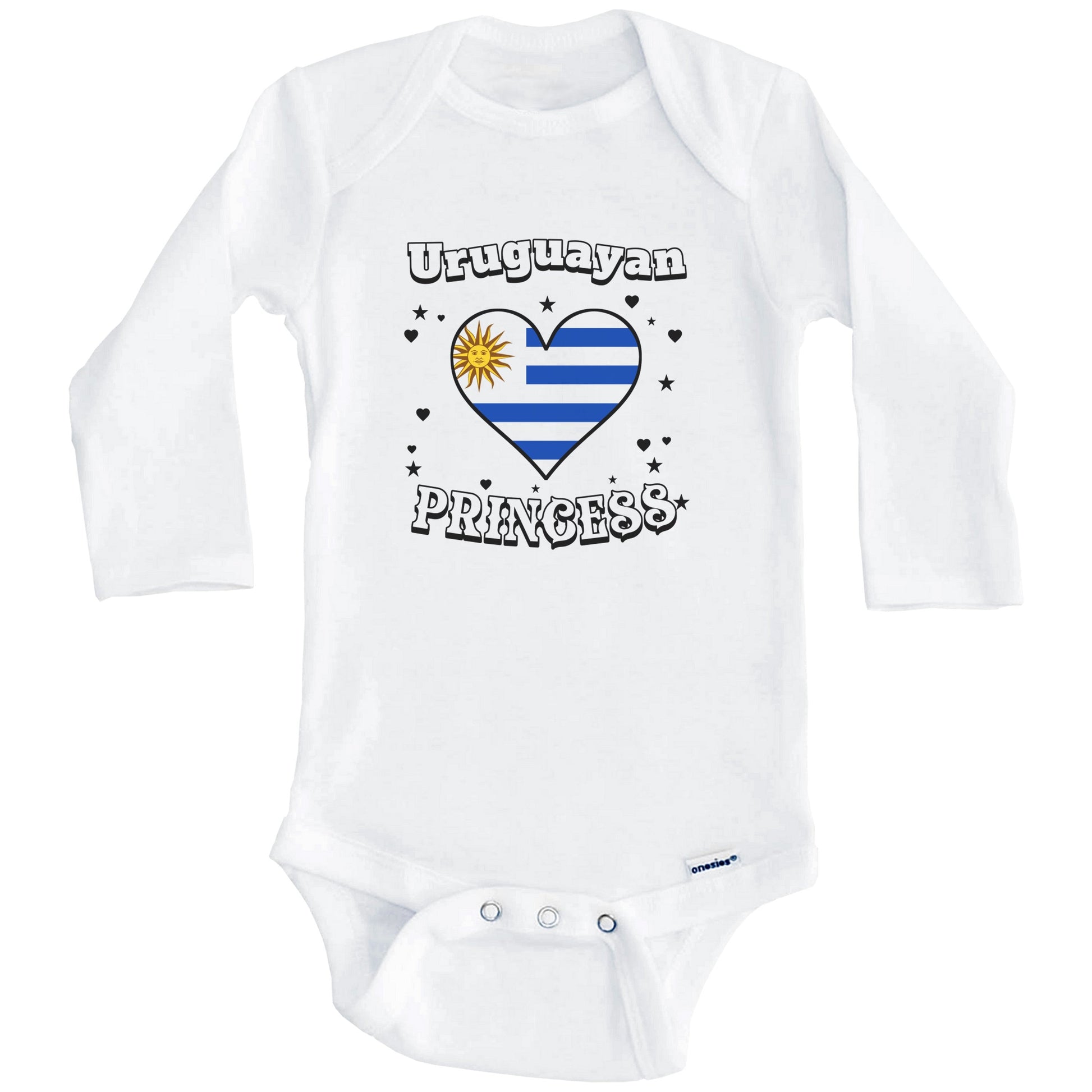 Uruguayan Princess Uruguay Flag Heart Baby Girl Bodysuit (Long Sleeves)