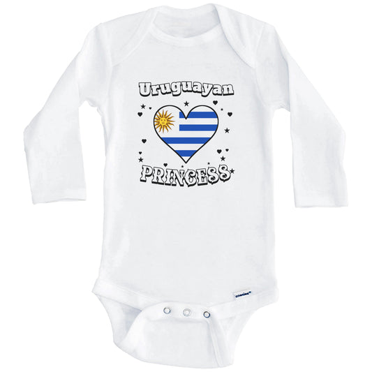 Uruguayan Princess Uruguay Flag Heart Baby Girl Bodysuit (Long Sleeves)
